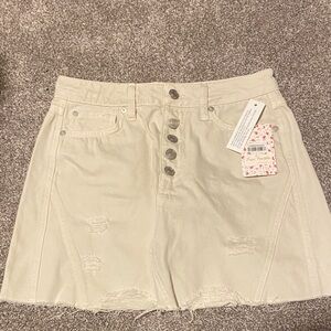 Free People Cream Button-Front Skirt